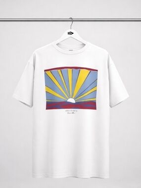 BLAK KOUTURE - White Graphic Tee with Sunrise Print